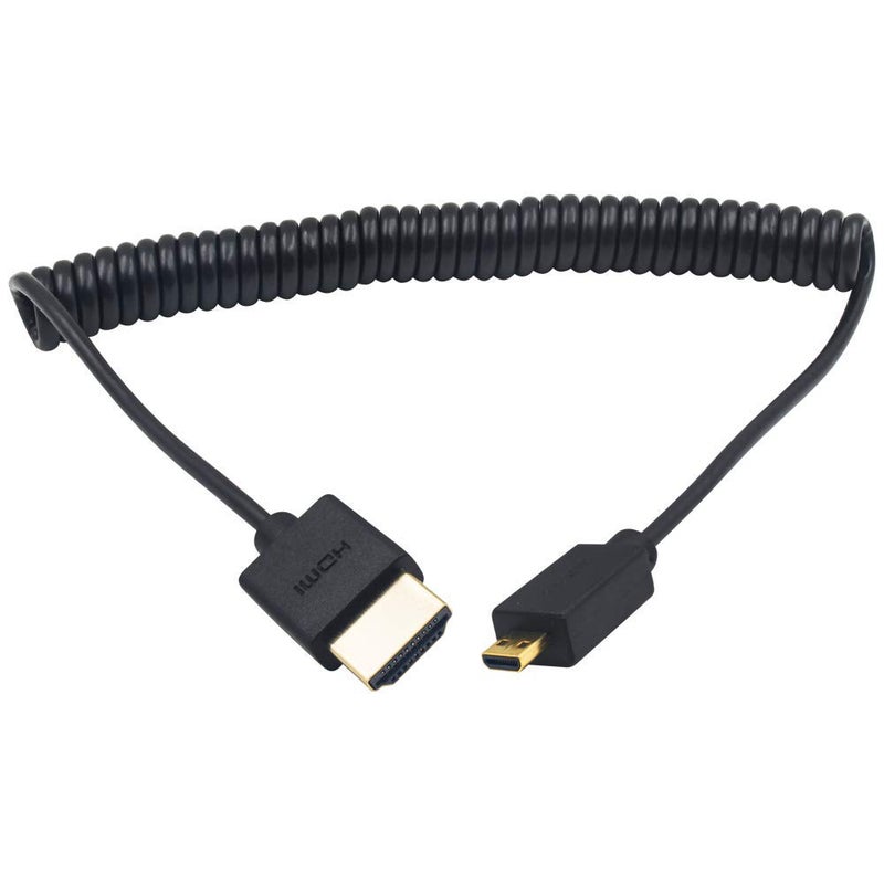Duttek Extreme Thin Coiled Micro HDMI to HDMI Cable 6FT/1.8M, HDMI to Micro HDMI 2.0 Cable Compatible 4K@60Hz, 1080P, 4K, 3D, and Audio Return Channel - Image 1